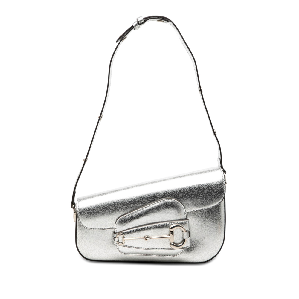 Pre-Loved Gucci Metallic Textured Calfskin Asymmetric Horsebit 1955 Shoulder Bag